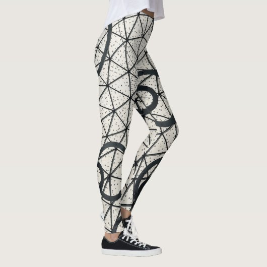 Abstracte zwarte en witte cirkels leggings (Rechts)