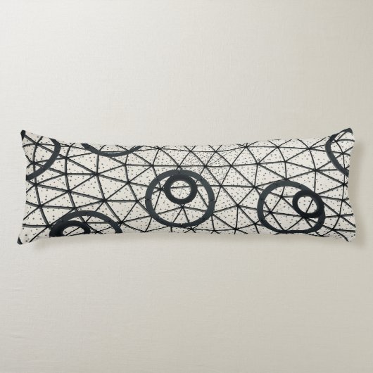 Abstracte zwarte en witte cirkels lichaamskussen (Voorkant)