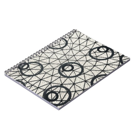 Abstracte zwarte en witte cirkels notitieboek (Linkerzijde)