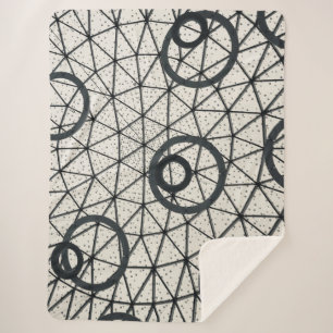 Abstracte zwarte en witte cirkels sherpa deken