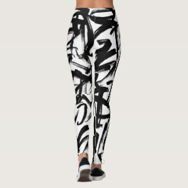 Abstracte zwarte en witte Leggings