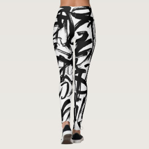 Abstracte zwarte en witte Leggings