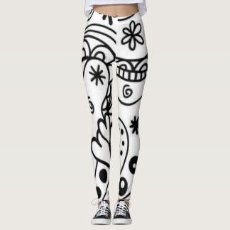 Abstracte zwarte en witte Leggings