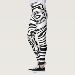 Abstracte zwarte en witte lijnen 2 leggings