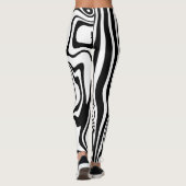 Abstracte zwarte en witte lijnen 7 leggings (Achterkant)