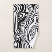 Abstracte zwarte en witte lijnen -  bad handdoek (Handdoek)