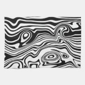 Abstracte zwarte en witte lijnen -  theedoek (Horizontaal)