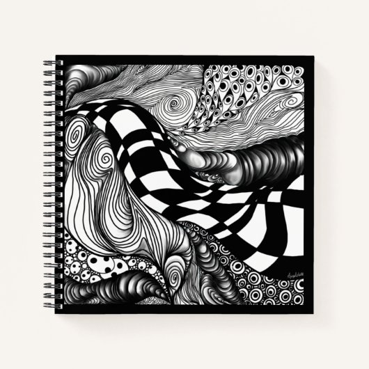 "Abstracte zwarte en witte lijnhoek Notitieboek (Voorkant)