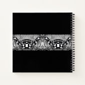 "Abstracte zwarte en witte lijnhoek Notitieboek (Achterkant)