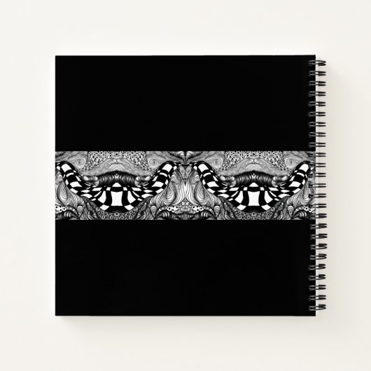 "Abstracte zwarte en witte lijnhoek Notitieboek (Achterkant)