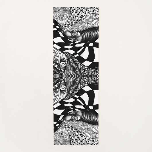 Abstracte zwarte en witte lijnhoek yogamat (Voorkant)
