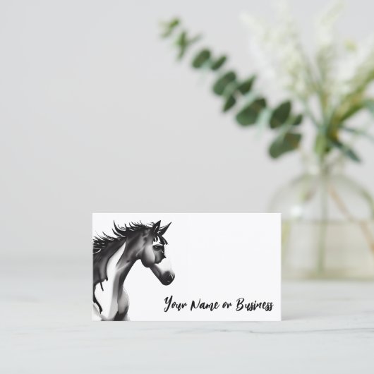 Abstracte zwarte en witte paarden visitekaartje (Staand voorkant)