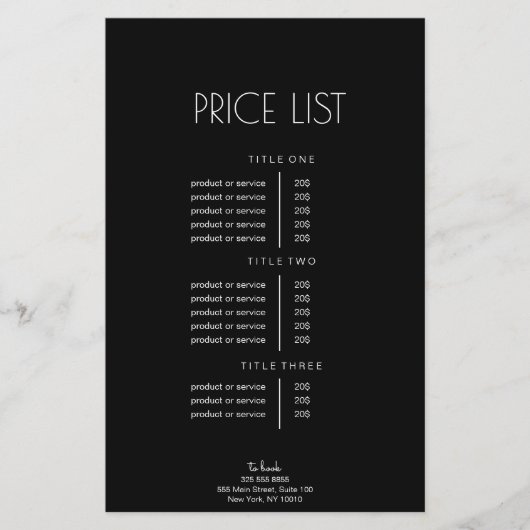 Abstracte zwarte en witte prijslijst flyer (Voorkant)