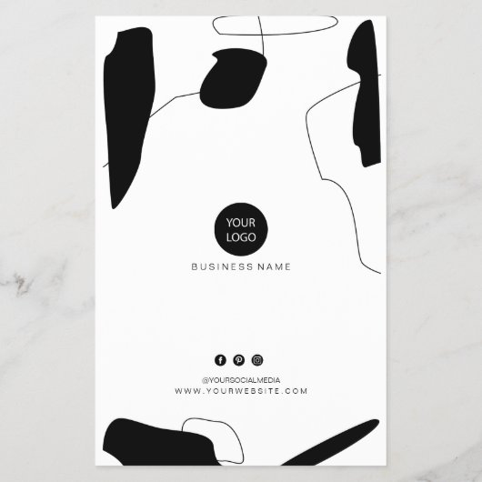 Abstracte zwarte en witte prijslijst flyer (Achterkant)