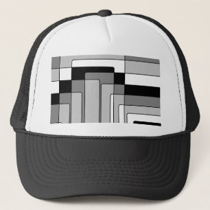 Abstracte zwarte en witte rechthoeken trucker pet