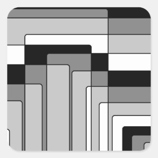 Abstracte zwarte en witte rechthoeken vierkante sticker