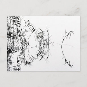 Abstracte Zwarte en Witte Rietwatereflecties Briefkaart