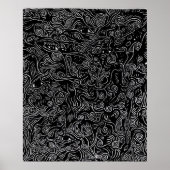 Abstracte zwarte en witte spiraaltjes en ogen poster (Voorkant)