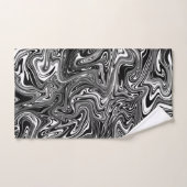 Abstracte zwarte en witte vloeibare marmer handdoek (Handdoek)