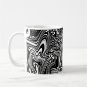 Abstracte zwarte en witte vloeibare marmer koffiemok (Links)