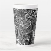 Abstracte zwarte en witte vloeibare marmer latte mok (Voorkant)
