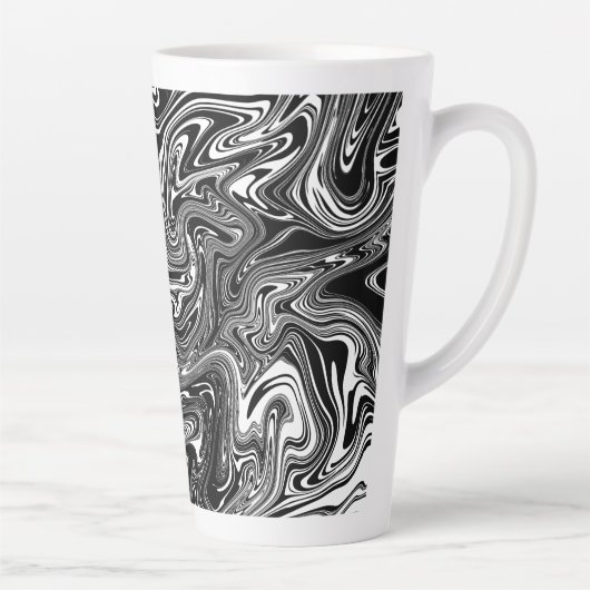 Abstracte zwarte en witte vloeibare marmer latte mok (Rechts)
