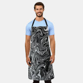 Abstracte zwarte en witte vloeibare marmer schort (Gedragen)