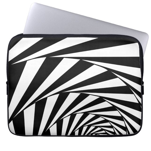 Abstracte zwarte en witte wervelkolom laptop sleeve (Voorkant)