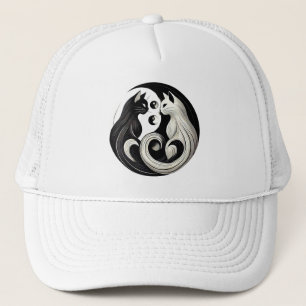 Abstracte Zwarte en Witte Yin-Yang Katten Trucker Pet
