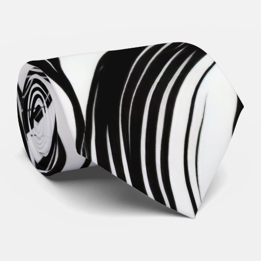 Abstracte zwarte en witte zwenkinkt stropdas (Opgerold)