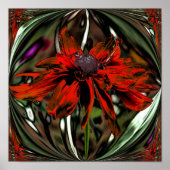 Abstracte zwarte-gele Susan Flower Art Poster (Voorkant)