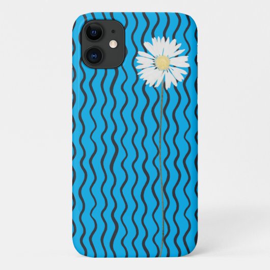 abstracte zwarte golvende lijn en madeliefje Case-Mate iPhone case (Achterkant)