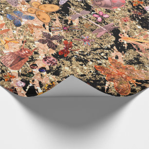 Abstracte zwarte goudbeukenvlinder snijdt Pareltje Cadeaupapier