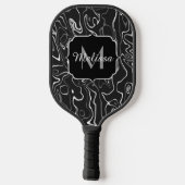 Abstracte zwarte grijze damascus zwemmen Monogram Pickleball Paddle (Achterkant)