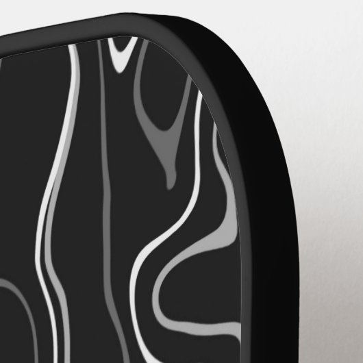 Abstracte zwarte grijze damascus zwemmen Monogram Pickleball Paddle (Links Detail)