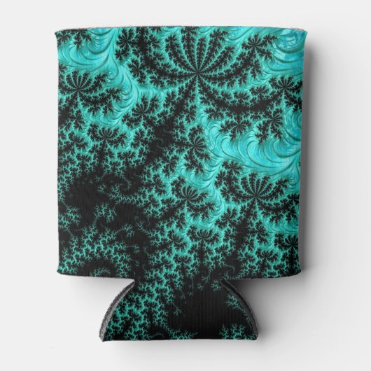 Abstracte zwarte groene fractale kunst blikjeskoeler (Voorkant)