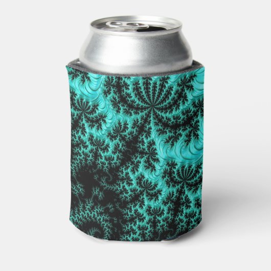 Abstracte zwarte groene fractale kunst blikjeskoeler (Blikje Achterkant)