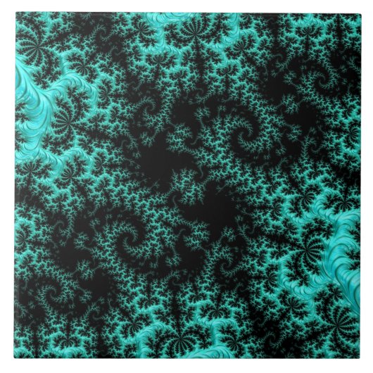 Abstracte zwarte groene fractale kunst tegeltje (Voorkant)