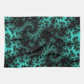 Abstracte zwarte groene fractale kunst theedoek (Horizontaal)