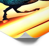 Abstracte zwarte hengst in woestijn poster (Hoek)