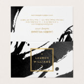 Abstracte zwarte inktpenselen visitekaartjes (Buitenkant ongevouwen)