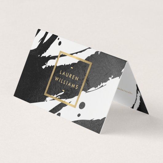 Abstracte zwarte inktpenselen visitekaartjes (Voorkant)