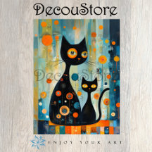 Abstracte Zwarte Katten Decoupage