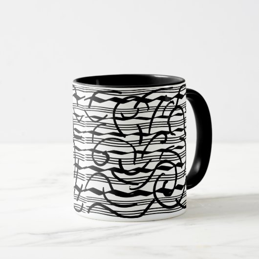 abstracte zwarte lijnkunst mok (Voorkant rechts)