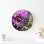 Abstracte zwarte magenta roze goudklok grote klok (Huis)