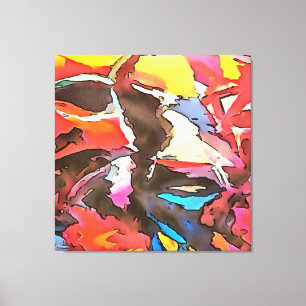 Abstracte zwarte omlijsting van Koe met de klok Canvas Afdruk