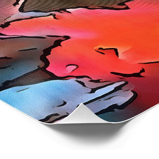 Abstracte zwarte omlijsting van Koe met de klok Perfect Poster (Hoek)