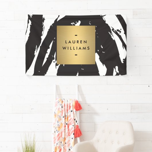 Abstracte zwarte penseelstreekbanner spandoek (Insitu)