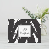 Abstracte zwarte penseelstreken Cadeaucertificaat (Staand voorkant)