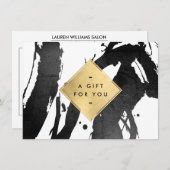 Abstracte zwarte penseelstreken Faux Gold Gift Kaa (Voorkant / Achterkant)